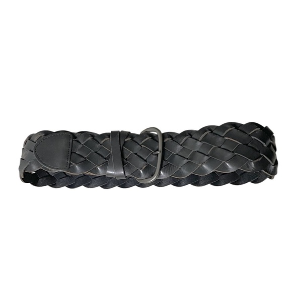 SANDWICH Black Wide Leather Braided Woven Belt XL - Picture 2 of 5